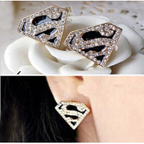 [ Free Shipping ] Golden Flash Diamond Shape Earrings The Superman Logo Trigonometry S Word Earrings