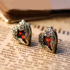 [ Free Shipping] Jewelry Wholesale European And American Retro Happiness Angel Heart Sparkling Ruby Earrings