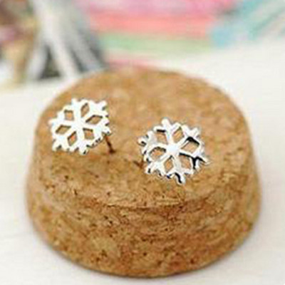[ Free Shipping ]New Silver Snowflake Simple Small  Light Earrings