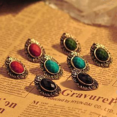 [ Free Shipping ] Jewelry Wholesale European And American Retro Special Oval Section Carvings Lace Earrings