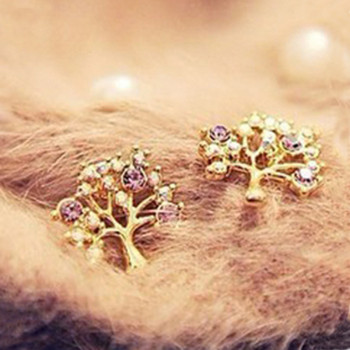 [ Free Shipping ] Exquisite Jewelry Wholesale Beautiful Diamond Color Diamonds Small Tree Earrings