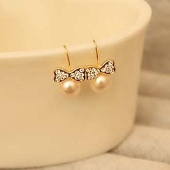 [ Free Shipping ]  Pearl Diamond Bow Chic Earrings