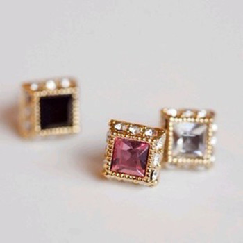 [ Free Shipping ] Jewelry Wholesale Simple Retro Sweet Square Diamond Female Earrings