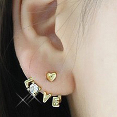 [ Free Shipping ] Jewelry Wholesale The New Cute Female Chic LOVE Butterfly Flower Diamond Earrings