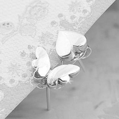 [ Free Shipping ] Butterfly Love Asymmetric Super Bright Heart-shaped Earrings