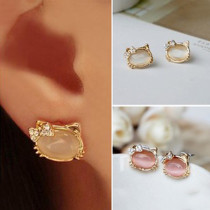 [ Free Shipping ] Fresh And Lovely Jewelry Wholesale The Cat Bow Opal Earrings