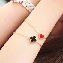 [Free Shipping]HL18801 European and American jewelry retro Xiaotao heart love Clover bracelet drip glaze 11g
