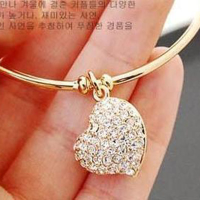 [Free Shipping]HL02601 Korean jewelry full drill love Bangles gold and silver optional 10g