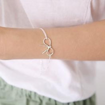[Free Shipping]A tail chain anklet Universal 6g HL07001 simple openwork bow silver plated effect super beautiful bracelet