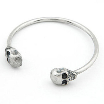 [Free Shipping]HL13001 European and American retro Korean fire fire punk style double-headed skull Bangles 15g