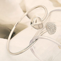 [Free Shipping]The HL03001 Korean jewelry wholesale wind minimalist women's diamond double peach heart love Bangles 12g