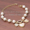 [Free Shipping]The new diamond peach heart flower pendant letter D pearl bracelet bracelets 19g HL05001 2012