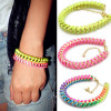 [Free Shipping]The HL17501 sweet color silk weaving fluorescence line wrapped around the metal chain bracelet bracelet 14g
