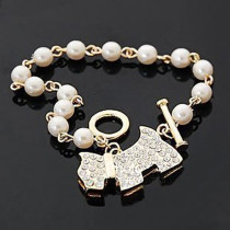 [Free Shipping]The HL05701 Korean jewelry special women classic jewelry full diamond shimmering pearl the pup bracelet 15g