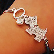 [Free Shipping]HL04301 Korean women fashion jewelry cute diamond puppy bracelet AGATHT dog bracelet 15g
