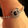 [Free Shipping]HL18601 Korean jewelry fashion jewelry exquisite full of diamond stones Panda the short paragraph Bracelet 13g