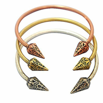 [Free Shipping]HL18201 European and American jewelry retro punk style three-dimensional triangular the rivets carved bracelet 14g