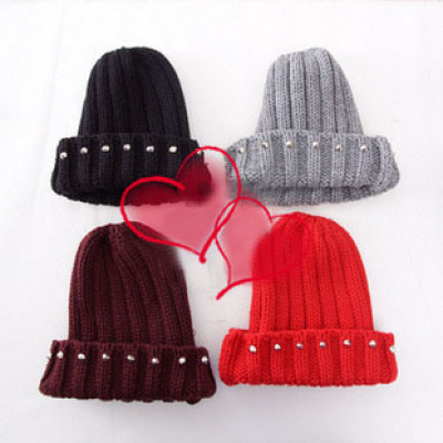 Wild Solid Color Wool The Pachytene Tapered The Rivet Sleeve Head Wool Knitted Cap