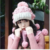 Recommended Color Stitching Hanging Ball Caps Turned Along The Ball Cap Ear Knitting Wool Hat