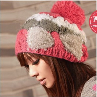 Lovely New Autumn And Winter Female Serratula Ball Bow Pearl Knitted Hat