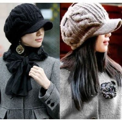 Female The Full Wool Knitted Ear Winter Hat