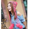 Autumn And Winter Wool Women Ear Warm The Colored Braids Knitted Sphere Cap
