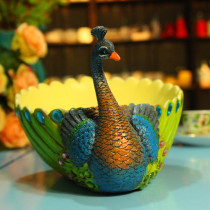 Sri Lankan Blue Peacock fruit plate / resin ornaments / household items Christmas gift fruit plate storage box
