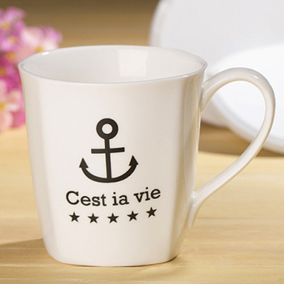 Mug Ceramic Juice Cup With Anchor Pattern