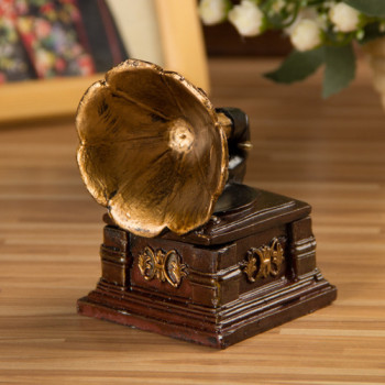 Retro Phonograph Model Resin Storage Box