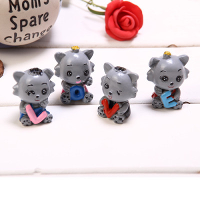 zakka grocery LOVE series ornaments desktop ornaments / resin doll family of four Wolf