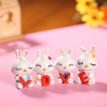 the zakka grocery LOVE Series Decoration Desktop Decoration / resin doll LOVE mini rabbit family of four