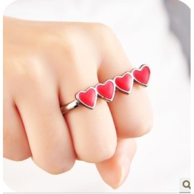 [Free Shipping]M40255 jewelry wholesale Europe and America the retro the punk Caiyou four love bicyclic ring 12g