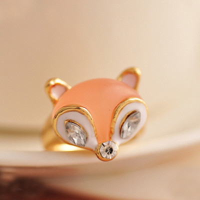 [Free Shipping]M40047 small fresh cure small fox ring the sweet lovely the tanuki ring Specials New 10g