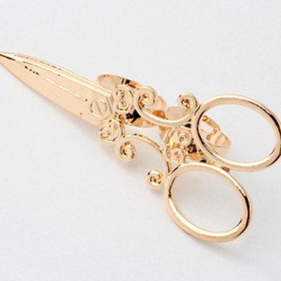 [Free Shipping]M40174 jewelry wholesale retro punk exaggerated fashion the scissors personality bicyclic openings Ring Ring 11g