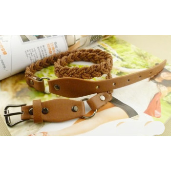 Factory direct sales all-match weaving fine belt lady belt women knit double belt