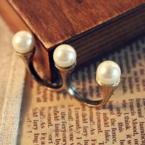 [Free Shipping]M40203 jewelry wholesale the new Europe and the United States foreign trade retro jewelry simple pearl double Ring Ring 14