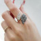 [Free Shipping]M40071 Korean jewelry color Rhinestone leaves the tide Nvjie ring 2012 new 10g