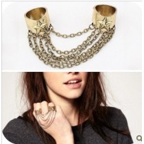 [Free Shipping]M40256 jewelry wholesale retro punk style nightclub Rock tassels pentacle ring chain ring 16g