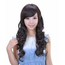 Oblique Bangs Long Curly Hair Wig