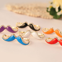 [Free Shipping]M40077 the the exquisite Korean hot fluorescent colors Avanti mustache diamond ring opening bicyclic ring 8g