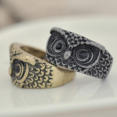 [Free Shipping]M40187 Korean jewelry wholesale ring new well-behaved women retro owl ring 11g