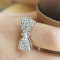 [Free Shipping]M40185 Korean jewelry new 2012 grid bow Ring Ring gold and silver two-color adjustable 6g