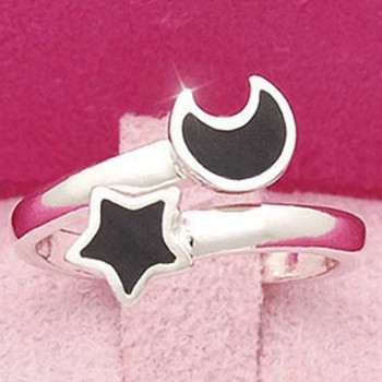 [Free Shipping]M40182 jewelry wholesale Korean Xingyue accompanied Ring exquisite black moon stars opening ring 2g