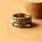[Free Shipping]The M40034, European and American jewelry retro palace carved of peaceful antiwar inlaid fancy color bright flash Drill three-piece ring 7g