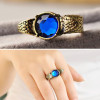 [Free Shipping]M40258 jewelry wholesale European and American retro double snake big blue gem tide Ms. Ring Ring 14g