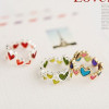 [Free Shipping]Korean jewelry wholesale color candy love peach heart ring M40022 Heart interlocking rings 6g