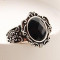 [Free Shipping]M40105 jewelry factory wholesale retro personality carved mirror ring teeth black crystal ring 1g