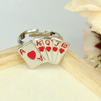 [Free Shipping]M40067 jewelry wholesale Korean Stylish spades poker opening Ring Ring 7g