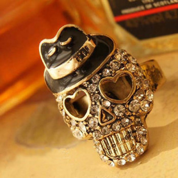 [Free Shipping]M40118 Europe and the United States foreign trade jewelry skull black hat Ring Ring 2012 explosion models 10g