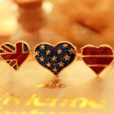 [Free Shipping]M40222 European and American foreign trade of the original single jewelry love UK m word flag retro drop of oil dual ring ring